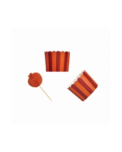 Set Vasitos Y Palillos Calabaza