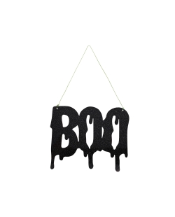Cartel Boo Negro Brillo 25 X 20cm Acrilico
