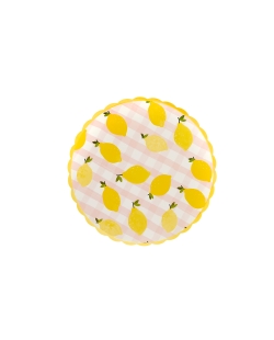 Platos Papel 22,5cm Cuadros Y Limones