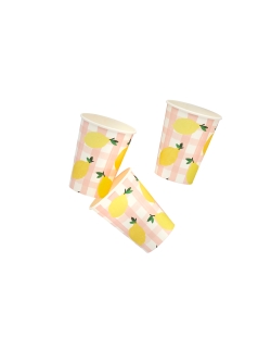 Vasos Papel 250ml Cuadros Y Limones