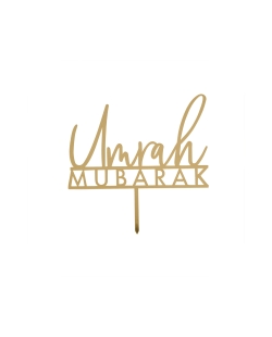 Deco Pastel Oro Umrah Mubarak Acrilico