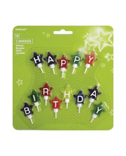 Vela Mini Estrellas Happy Birthday 4,1cm 