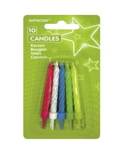 Velas Espiral Colores Purpurina 6.3cm 