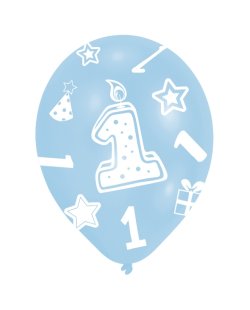 Globos Latex 27,5cm 1 Año Azul 