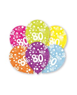 Globos Latex 27,5cm 80 Años Surtido 