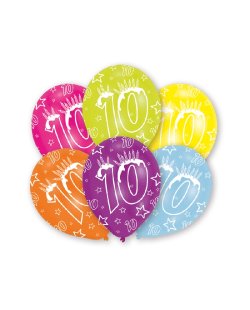 Globos Latex 27,5cm 10 Años Surtido 