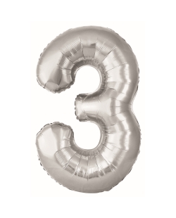 Globo Foil Nº 3 Plata 86cm ***OFERTA DTO NO ACUMULABLE