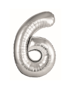 Globo Foil Nº 6 Plata 86cm ***OFERTA DTO NO ACUMULABLE