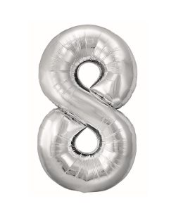 Globo Foil Nº 8 Plata 86cm ***OFERTA DTO NO ACUMULABLE