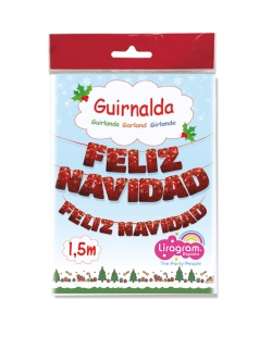 Guirnalda Letras Feliz Navidad Roja 1,5m