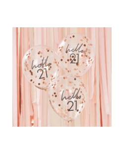 Rose Gold Confetti Llenos Globos Hola 21 ***OFERTA DTO NO ACUMULABLE