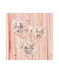 Globos Latex Con Confeti Rosa Dorado Hello 40 ***OFERTA DTO NO ACUMULABLE