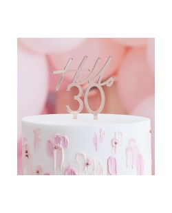 Adorno Pastel Hello 30 Acrilico Oro Rosa ***OFERTA DTO NO ACUMULABLE