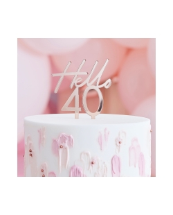 Adorno Pastel Hello 40 Acrilico Oro Rosa ***OFERTA DTO NO ACUMULABLE