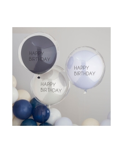 Balloon Bundle Feliz Cumpleaños Doble Relleno Azul ***OFERTA DTO NO ACUMULABLE