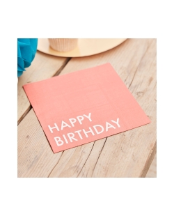 Servilletas Happy Bday Coral 16,5X16,5cm ***OFERTA DTO NO ACUMULABLE