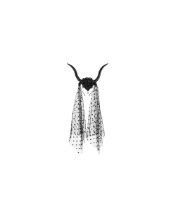 Diadema Cuernos Demonio Tul 30X76cm Negro ***OFERTA DTO NO ACUMULABLE