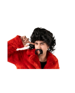 Peluca Pelo Largo Y Bigote Negro ***OFERTA DTO NO ACUMULABLE