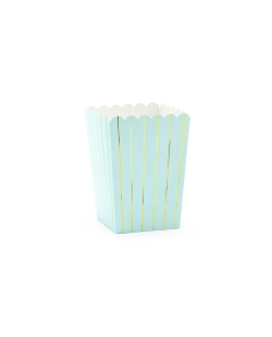 Cajas Palomitas Rayas Azul Claro 7X7X12,5cm ***OFERTA DTO NO ACUMULABLE