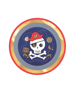 Platos Plastico 21,2cm Reutilizables Mapa Pirata