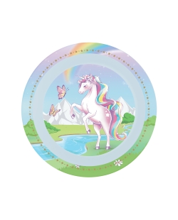 Platos Plastico 21,2cm Reutilizables Sueños Unicornio
