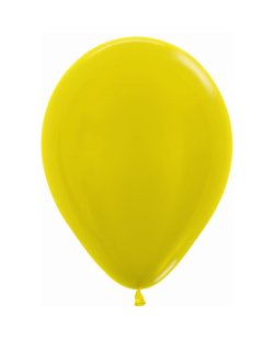 Globo Latex R12 Sempertex Metal Amarillo 30cm En Bolsa De 12 Unidades
