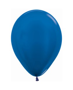 Globo Latex R12 Sempertex Metal Azul 30cm En Bolsa De 50 Unidades
