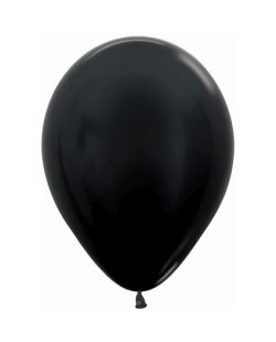 Globo Latex R12 Sempertex Metal Negro 30cm En Bolsa De 50 Unidades