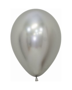 Globo Latex R12 Sempertex Reflex Plata 30cm En Bolsa De 12 Unidades
