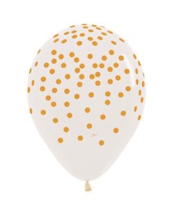 Globo Latex R12 Sempertex Premium Cristal Confetti Dorado 30cm