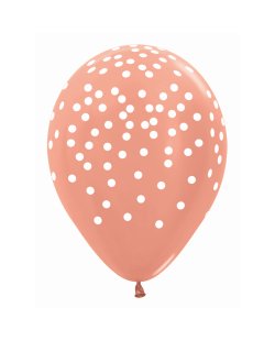 Globo Latex R12 Sempertex Metal Rosa Dorado Confetti 30cm