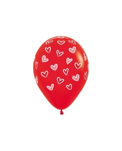 Globo Latex R12 Sempertex Premium & Fashion Corazon Rojo Y Blanco 30cm