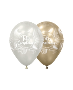 Globo Latex R12 Sempertex Feliz Cumpleaños Marmol Silk Surtido, 806-807 - 30cm