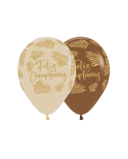 Globo Latex R12 Sempertex Fashion Solido 071-074 Feliz Cumpleaños Palmas 30cm