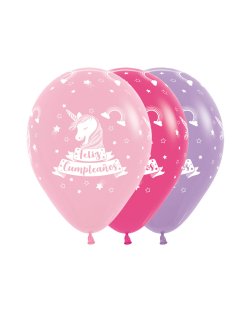 Globo Latex R12 Sempertex Feliz Cumpleaños Unicornio Surtido Colores 009-12-50 / 30cm