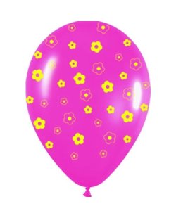Globo Latex R12 Sempertex Surtido Amarillo y fucsia Margaritas 30cm***OFERTA DTO NO ACUMULABLE