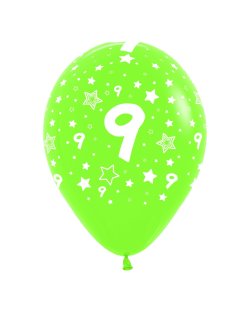 Globo Latex R12 Sempertex Surtido Colores Numero 9 30cm