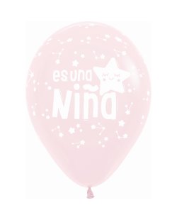 Globo Latex R12 Sempertex Pastel Rosa 609 Es Una Niña Estrellas 30cm