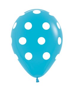 Globo Latex R12 Sempertex Fashion Solido Azul Caribe Puntos Blancos 30cm