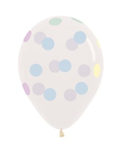 Globo Latex R12 Sempertex Puntos Pastel, Color Cristal 390 - 30cm