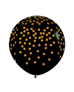 Globo Latex R36 Sempertex Fashion Solido Negro Confetti Dorado 91,5cm ***OFERTA DTO NO ACUMULABLE