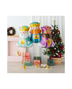Pack Globos Foil Formas 3 Reyes Magos Melchor, Gaspar Y Baltasar 89cm x 70cm 