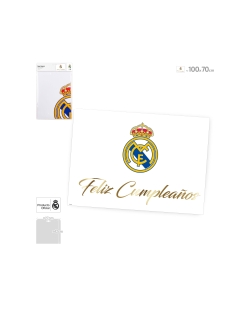Cartel Real Madrid C.F. Escudo Feliz Cumpleaños 70 x 100cm ***OFERTA DTO NO ACUMULABLE