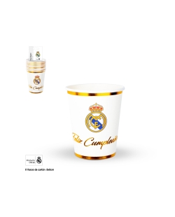 Vasos Real Madrid Feliz Cumpleaños Oro ***OFERTA DTO NO ACUMULABLE