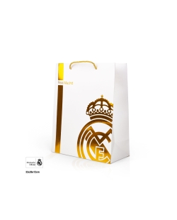Bolsa Regalo Real Madrid Escudo Oro  26 X 12 X 2 Mediana ***OFERTA DTO NO ACUMULABLE