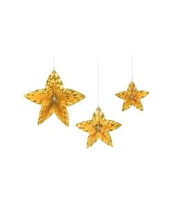 Decoracion Colgante Abanico Estrellas Dorado ***OFERTA DTO NO ACUMULABLE