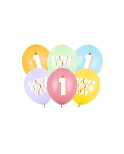 Globos Latex 30cm H.Bday 1 Mix ***OFERTA DTO NO ACUMULABLE