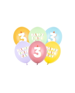 Globos Latex 30cm H.Bday 3 Mix ***OFERTA DTO NO ACUMULABLE