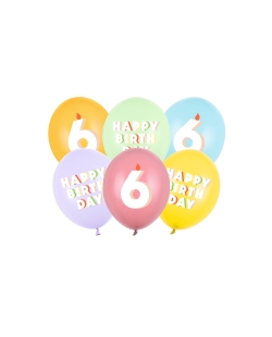 Globos Latex 30cm H.Bday 6 Mix ***OFERTA DTO NO ACUMULABLE