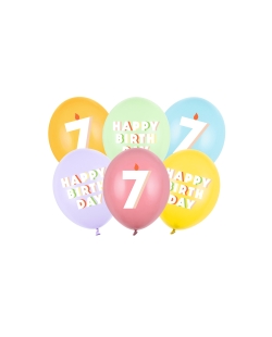 Globos Latex 30cm H.Bday 7 Mix ***OFERTA DTO NO ACUMULABLE
